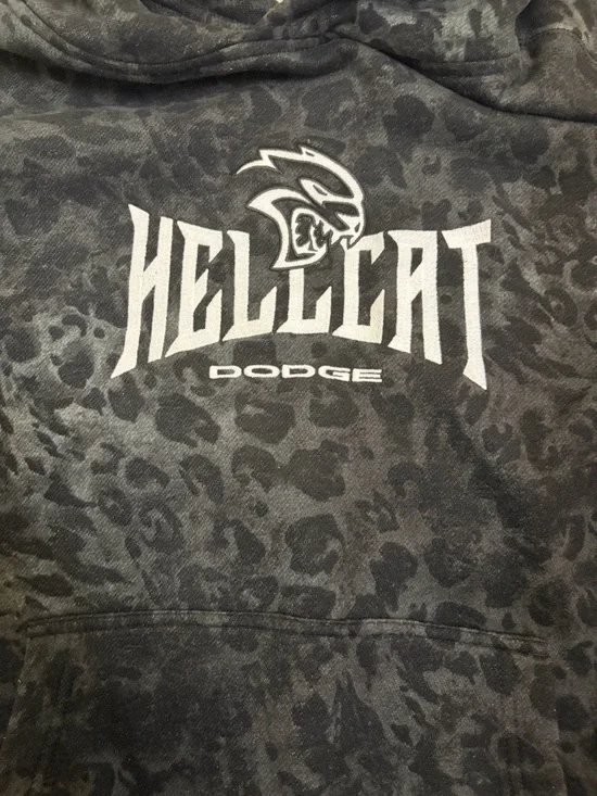 Hollister Black/white Leopard Print Dodge Hellcat Boxy Hoodie. - Picture 4 of 4